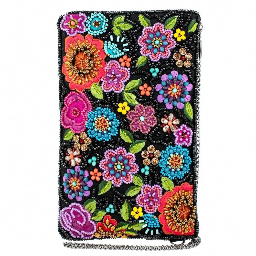 NEW MARY FRANCES women's so sweet beaded floral crossbody phone bag in multicolo